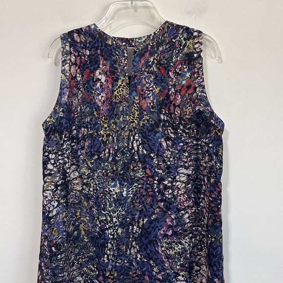 CAbi Stained Glass Keyhole Sleeveless Top M Lined Blue Career Summer #3093 Shirt - Picture 9 of 13